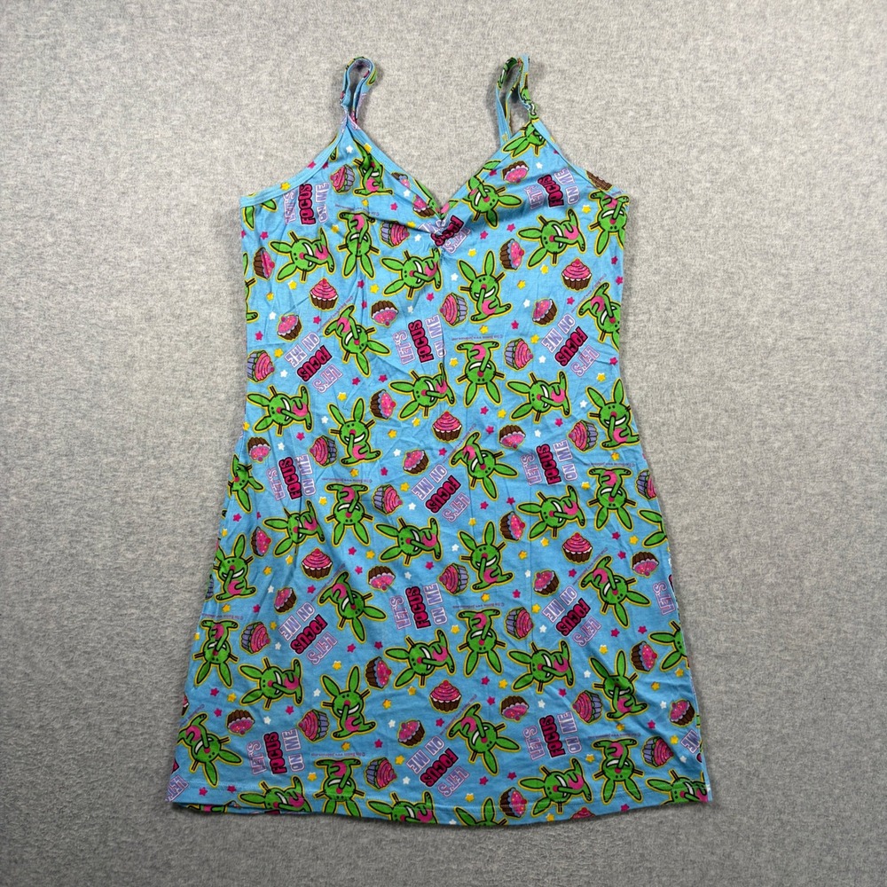 It's Happy Bunny Tank Top Women Small Blue Lets Focus On Me Cupcake Y2K 2000s